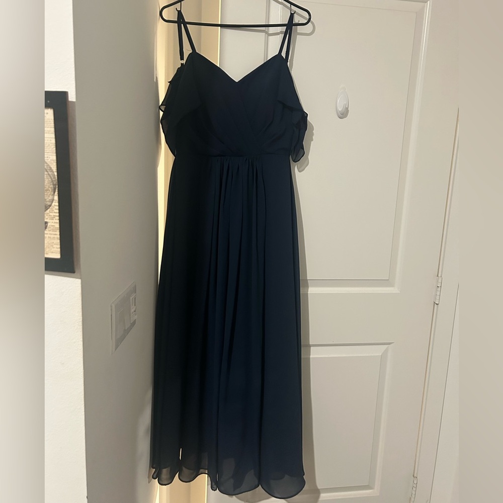 Elegant Navy Blue Chiffon Dress